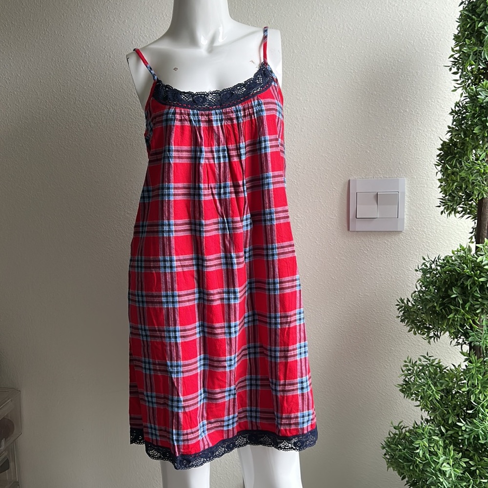 AERIE PLAID COTTON SLIP SLEEP LOUNGE DRESS SIZE XS NWT